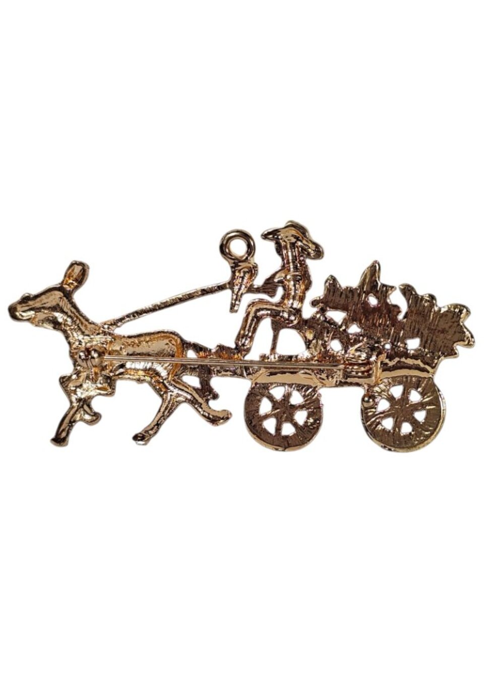 Enamel Donkey Cart Brooch Pin Cowboy with Flowers, Colorful VTG - Picture 2 of 5